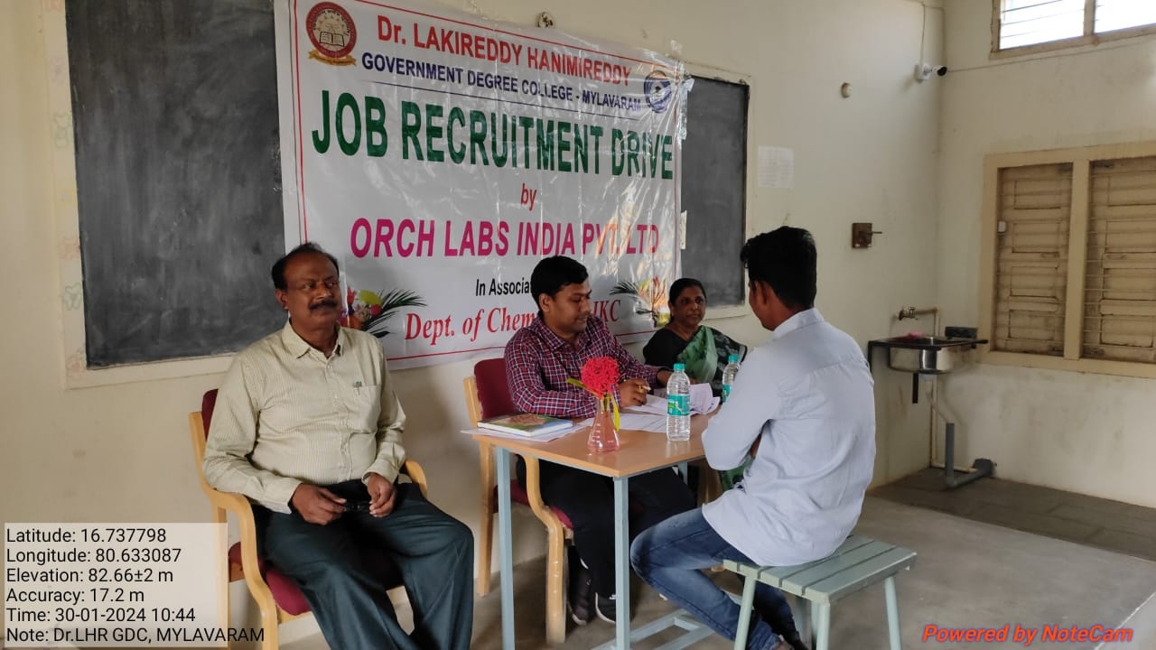 Conducted Job Recruitment JKC and Dept.  of Chemistry jointly on 29-1-2024