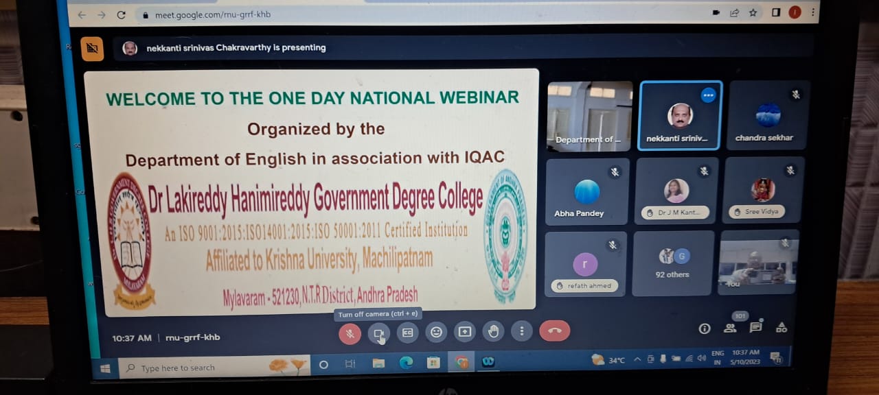ONE DAY NATIONAL WEBINAR ON "Learner-centric Methods and Approaches: Teaching Advanced English Vocabulary in Indian Classrooms"